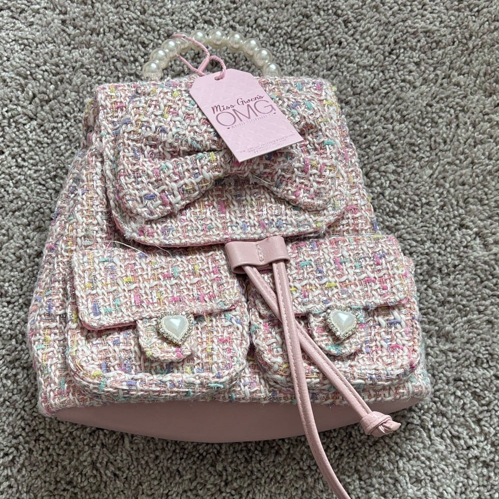 Pink Tweed Backpack